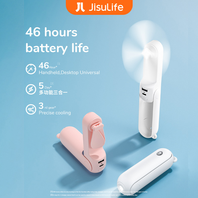 JISULIFE Mini Fan Multifunction Portable Fan USB Rechargeable Battery Kipas Fan (4500mAh) 風扇