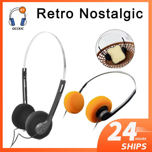 Retro Feelings Headphone 3.5mm Wired Underwire Headphone Fashion Over Ear Vintage 80s 90s Walkman Headphone Music Mp3