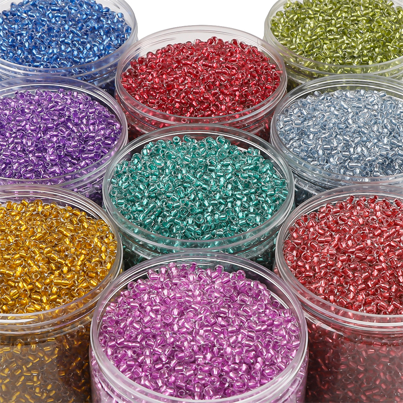 280pcs/Lot 3mm High Quality Gold Silver Metallic Lined Glass Seed Beads For Jewelry Needle Work DIY Jewelry Making Accessories