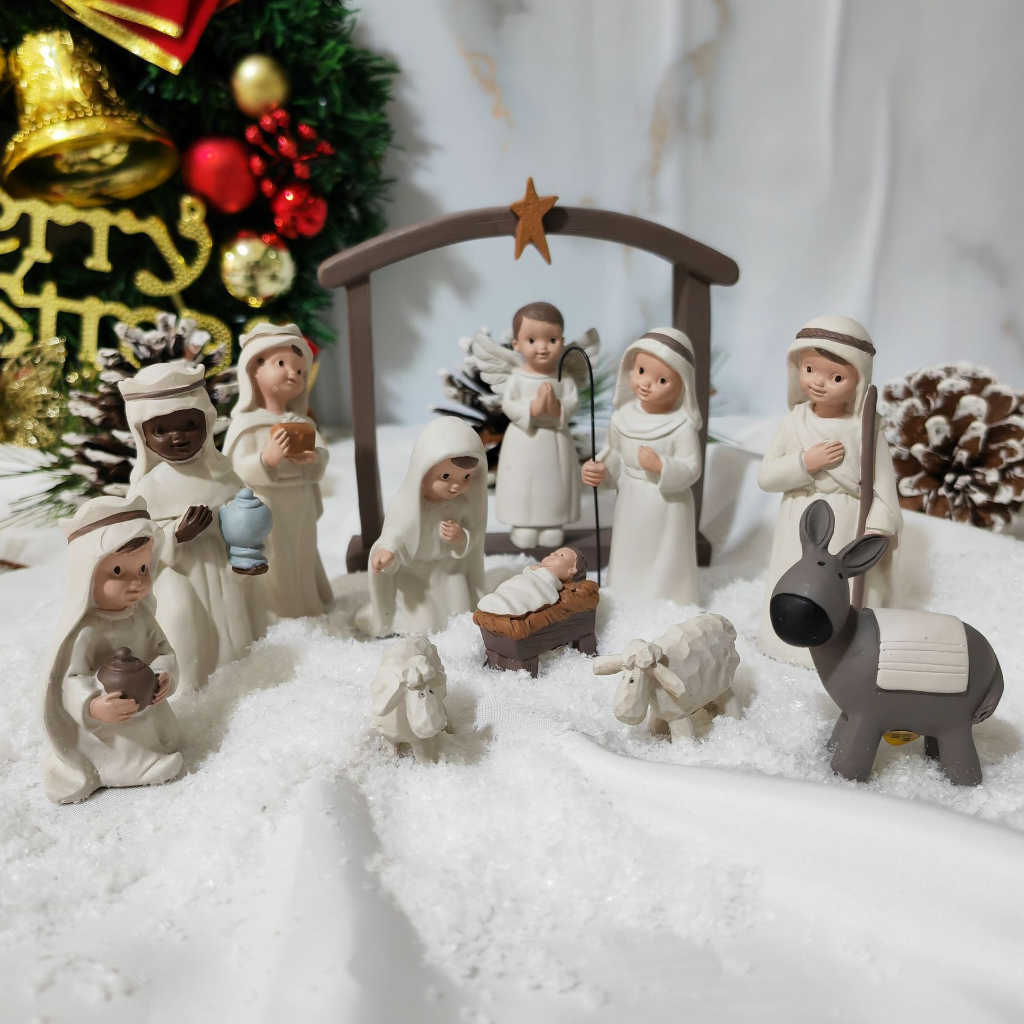 12pcs/set Mini Nativity Sculpture Figurine Miniatures Religious Gift Church