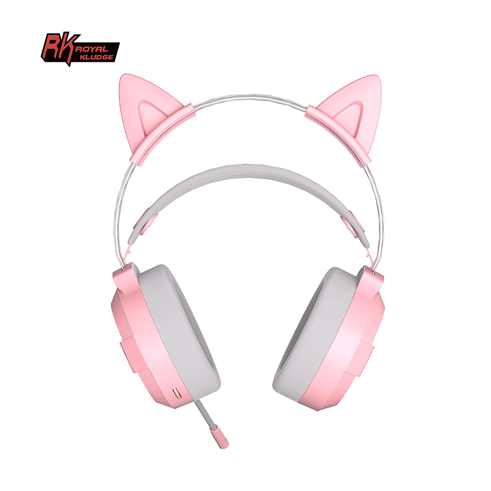 Royal Kludge RK computer cute led rgb wired gamer cat ear gaming headset with microphone headphones