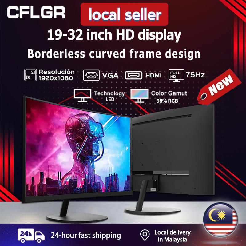 Monitor PC 27 Inch Curved Monitor Gaming 75HZ 19-24Inch 75HZ PS4/PS5/Xbox 22 Flat HDMI Lcd Monitor built-in speaker