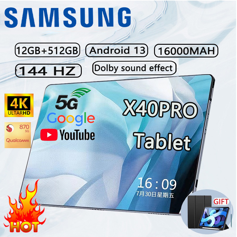 Buy 1 Get 19 Free Android Tablet Free 10 Years Warranty Samsung Galaxy Hot Sale x40PRO laptop 11 Inch [12GB RAM 512GB ROM] SIM 5G LTE WiFi6 Smooth Office Chasing Drama Android Tablet PC