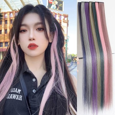 【Malaysia stock】Women Long Hair Colored Wigs Hair Extension Accessories Piece Highlight Children's Braided Single Clip Hanging Ear Dye Lucie1