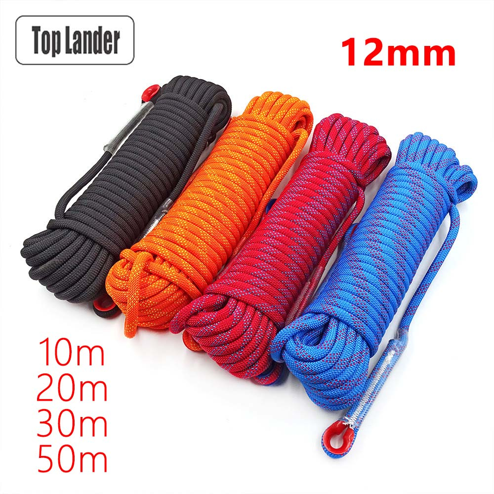 12mm 20m Outdoor Climbing Rope Escape Rescue Static Rope Tree Rock Equipment Mountaineering Lifeline Emergency Survival Safety Gear