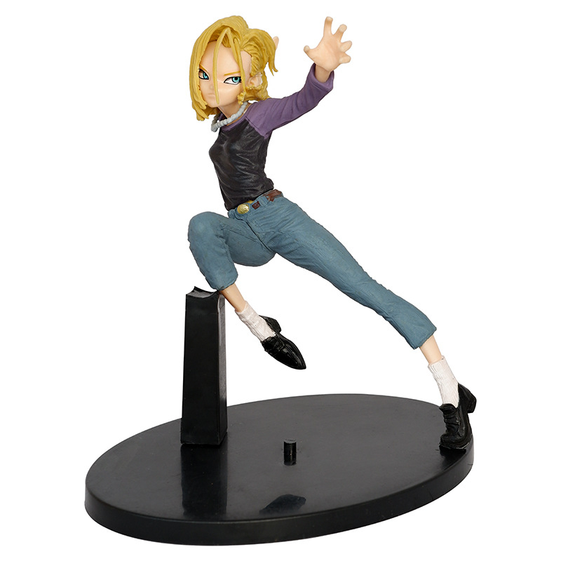 17.5cm Dragon Ball Anime Figure Android 18 Combat Status Statue Action Figures Doll Collection Birthday Model Doll Gift Toys