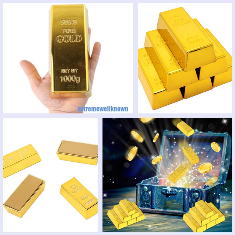 [extremewellknown 0716] Fake Gold Bar Plastic Golden Paperweight Home Decor Bullion Bar Simulation