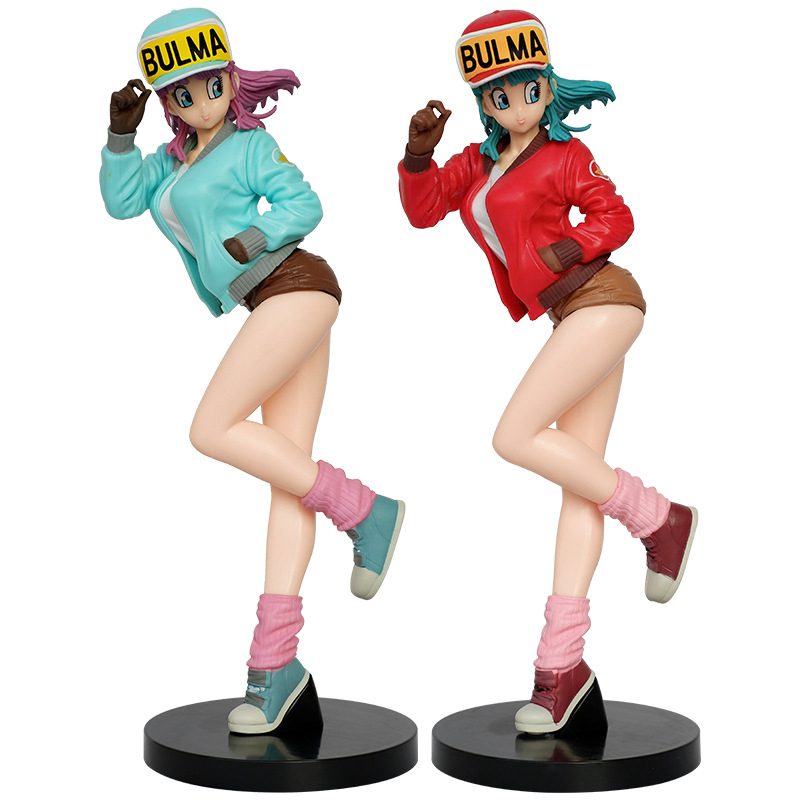 26cm Dragon Ball Z Bulma Anime Figure Casual Wear Hat Bulma Action Figures Pvc Statue Model Figurine Doll Collection Ornament Doll Gifts Toys