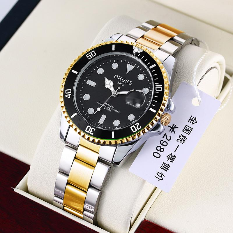 ORUSS Original Business Luxury Stainless Steel Waterproof Fashion Men's Watch Luminous Calendar Quartz Wrist Watch Men Swiss Korea Relo jam tangan lelaki