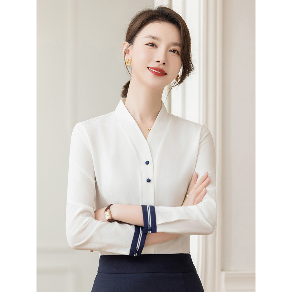 White professional shirt Women's autumn and winter 2023 new high-end sense formal attire temperament commuting OL work clothes White shirt