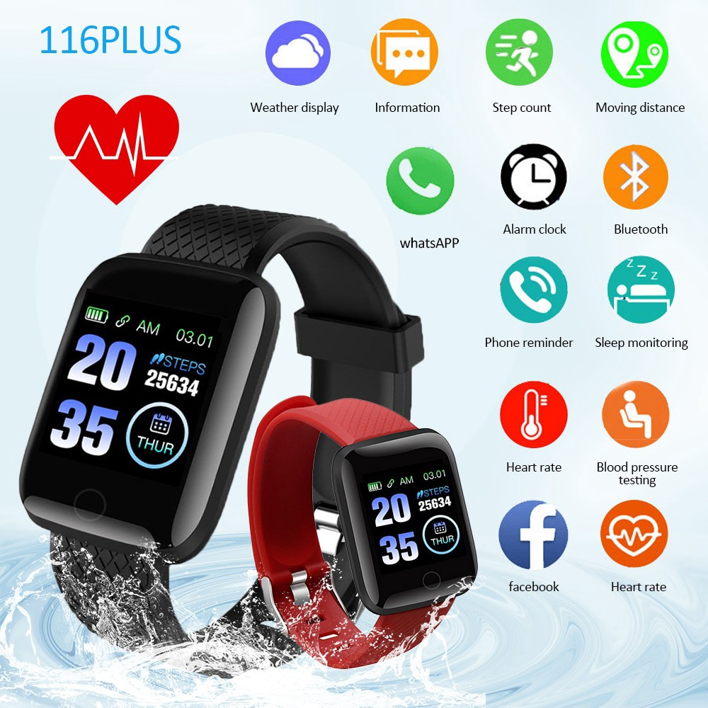 116PLUS Smart Watch 116PLUS Men Women Heart Rate Tracker Monitor Sports 116PLUS Smartwatch PK Y68 D20 M56 M4 M6 X8 116PLUS T500