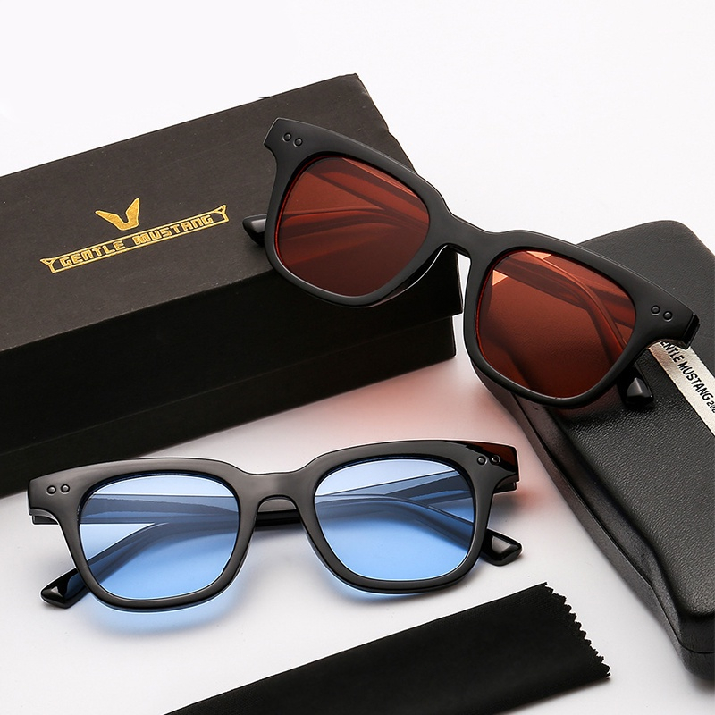 【Malaysia stock】Korean Fashion Hip-hop Colored Lens Glasses Men/Women Square Cool Sunglasses Lucie1