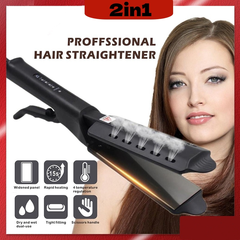 2in1 Electric Wet/Dry Straightening Ceramic Hair Styling Tool fast heating Salon Ceramic Hair Straightener Professional Hair Straightener