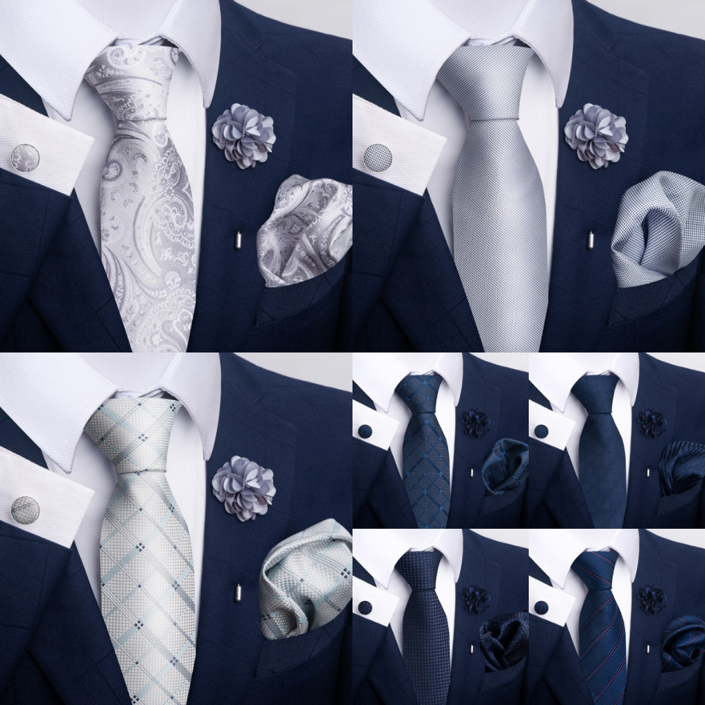 New Style Men's Tie Suit Pocket Square Corsage Suit 8cm Ready Stock Polyester Jacquard Business Formal Tie