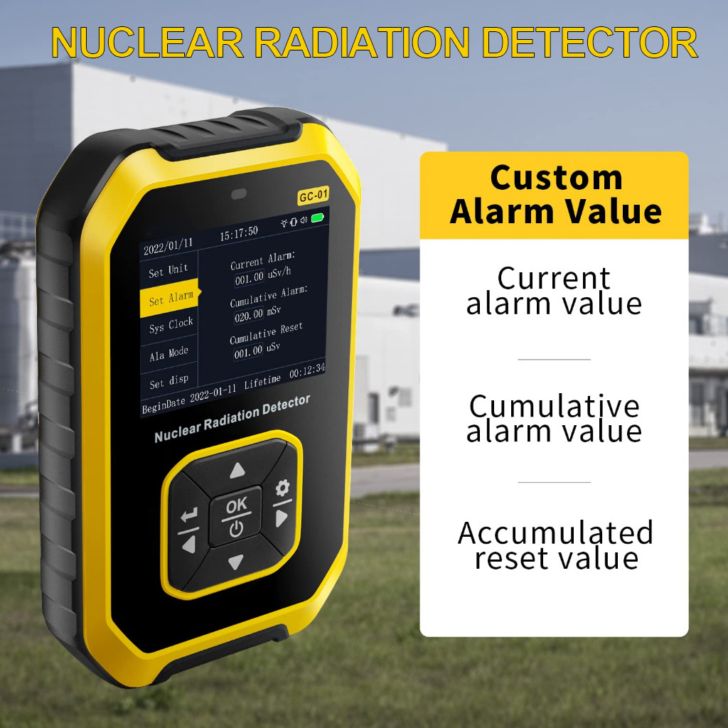 ⛒◶◁ Professional Nuclear Radiation Detector Geiger Counter Marble Radioactive Ray Monitor Personal Dose Alarm Meter X Ray γ Ray β Ray Monitoring Machine Anti-drop Silicone Covered