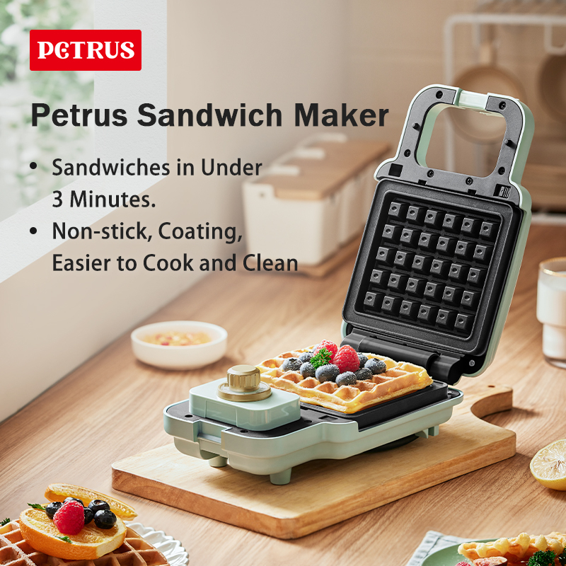 Petrus Electric Sandwich Waffle Maker 2 in 1 Sandwich Maker Panini Press Waffle Iron Set  PE5166