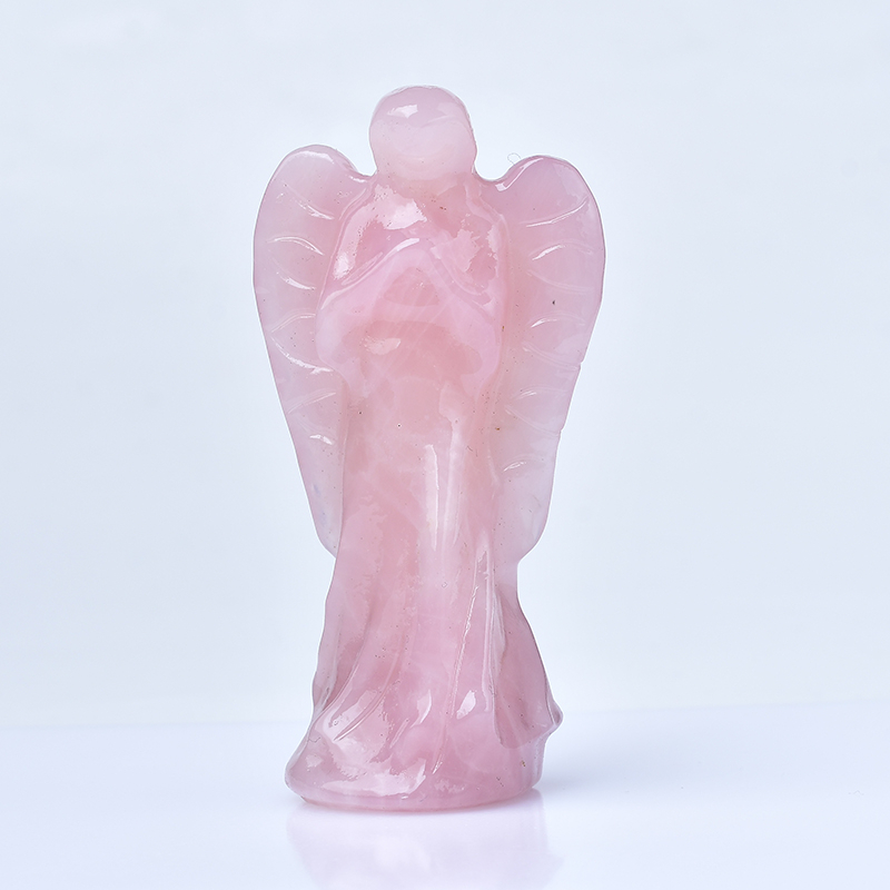 1PC Natural Crystal Angel Statue Raw Crystals Hand Carved Rose Quartz Angel Model Figurine Healing Quartz Home Decor DIY Gifts