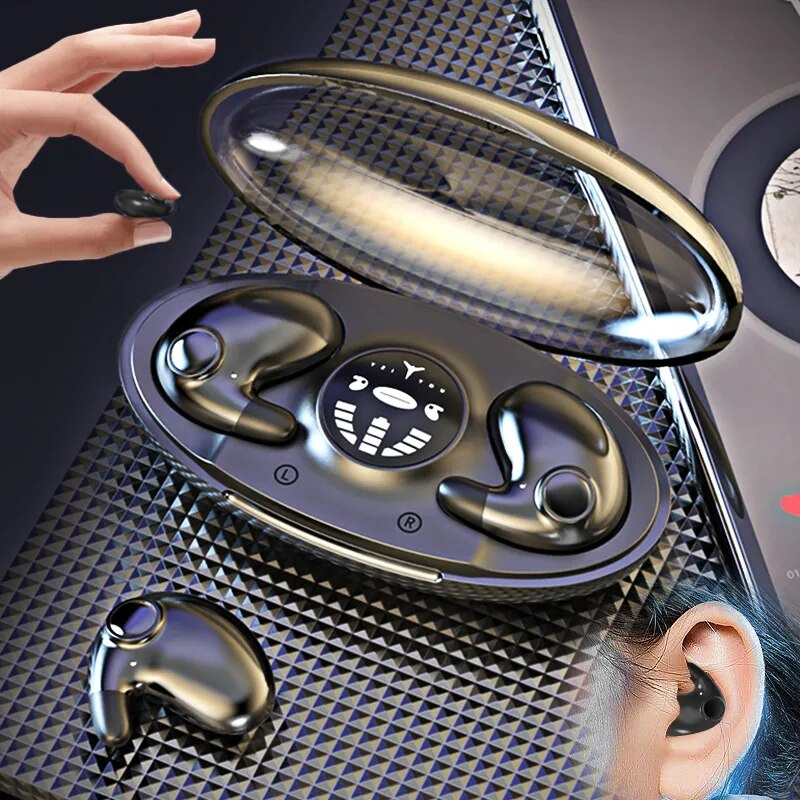 538 Mini Noise Reduction Digital Display Bone Conductor Bluetooth Headset with Charging Box / High Quality Invisible Mini Sleep Earplugs / Wireless In-ear Gaming E-sports Headphones / IPX5 Waterproof Earphones Earbuds