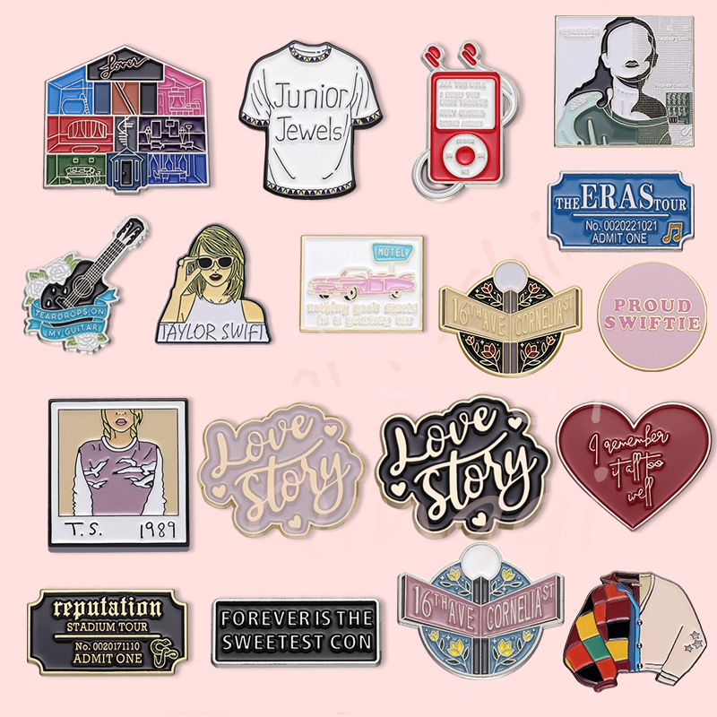 Swift Taylor Enamel Pin Brooches Love Story Rock Band Singer Brooch Badges Collection Jewelry Gifts for Friends Fans