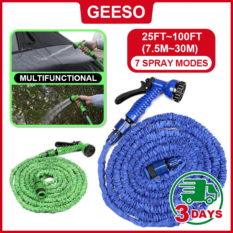 GEESO Multifunction Expandable Magic Hose Home Garden Water Hose Hos Magik Hose Getah Paip Magik Fleksibel 7.5M To 30M 高压洗车水枪 伸缩软管水枪