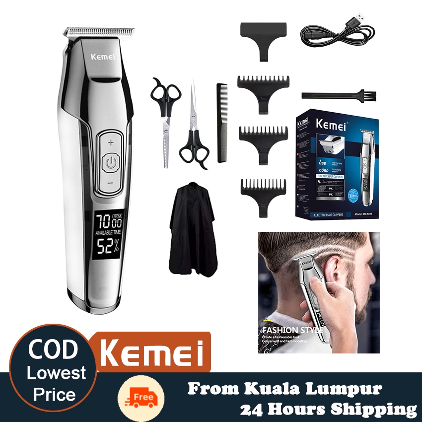 Kemei KM-5027 Shaver Professional Hair Trimmer Men Electric Hair Clipper LCD Display Beard Hair Trimmer Cutting Machine Hair Salon