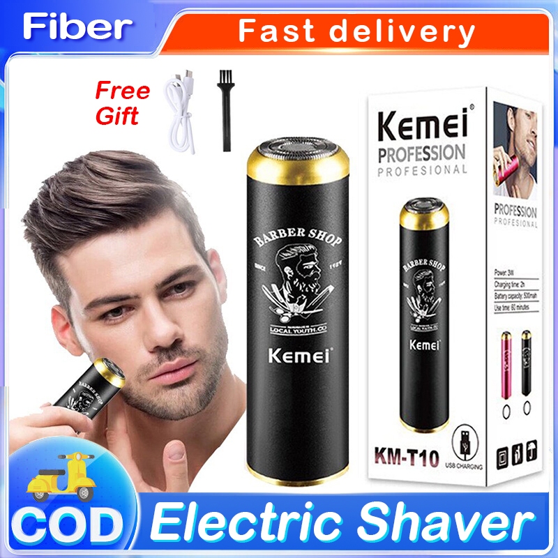 【ready stock】 Kemei Electric Shaver Mini USB Electric Razor Beard Knife Rechargeable Electric Shaver KM-T10 Shaving Machine Men