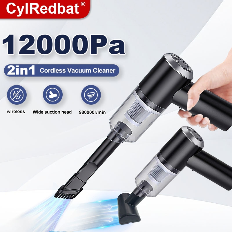 CylRedbat 12000Pa Wireless Car Vacuum Cordless Vacuum Cleaner mini Portable Rechargeable Vacuum Cleaner for Car Home Office Room Vakum Kereta 吸塵機無線