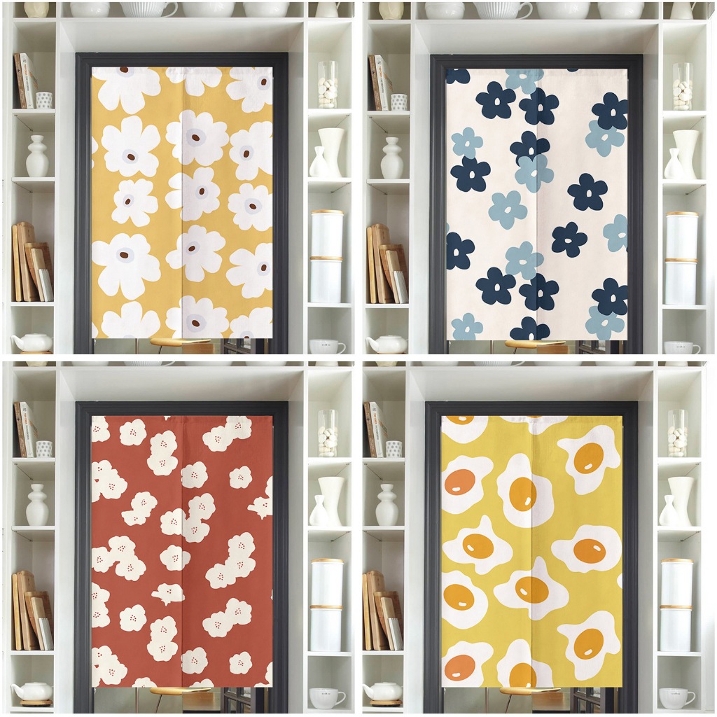 Ins Flower Room Door Curtain for Privacy Half Partition Doorway Curtain for Kitchen Living Room Home Decor Japanese Style Partition Curtain