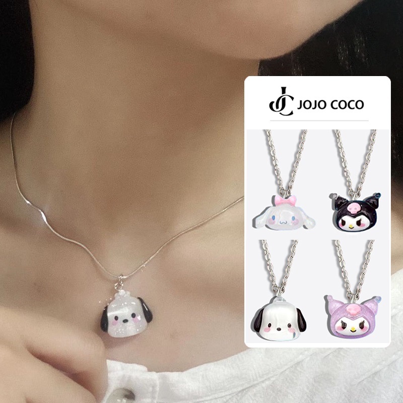 Sanrio Jade Dog Necklace Long Melody Ins Best Friends Cartoon Sweet Girl COCOJEWELRY