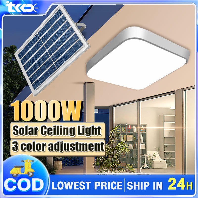 Lampu Solar Light Indoor House Solar Ceiling Light Waterproof Outdoor Garden Solar Power Lamp With 5m Cable Solar Panel