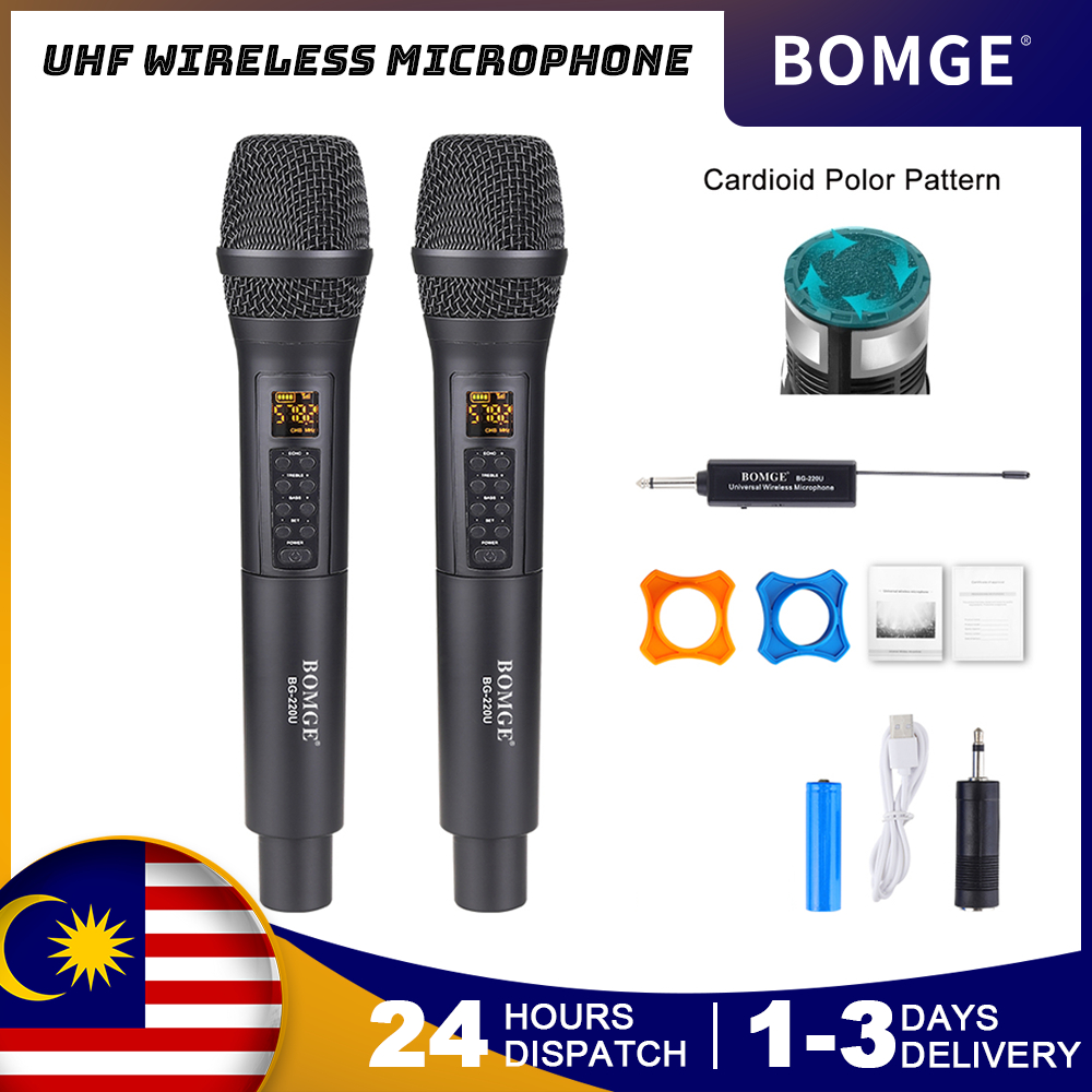 BOMGE UHF Wireless Recording Karaoke Microphone Cordless 2 Mics Player Easy-to-use Karaoke Wireless Microphone System