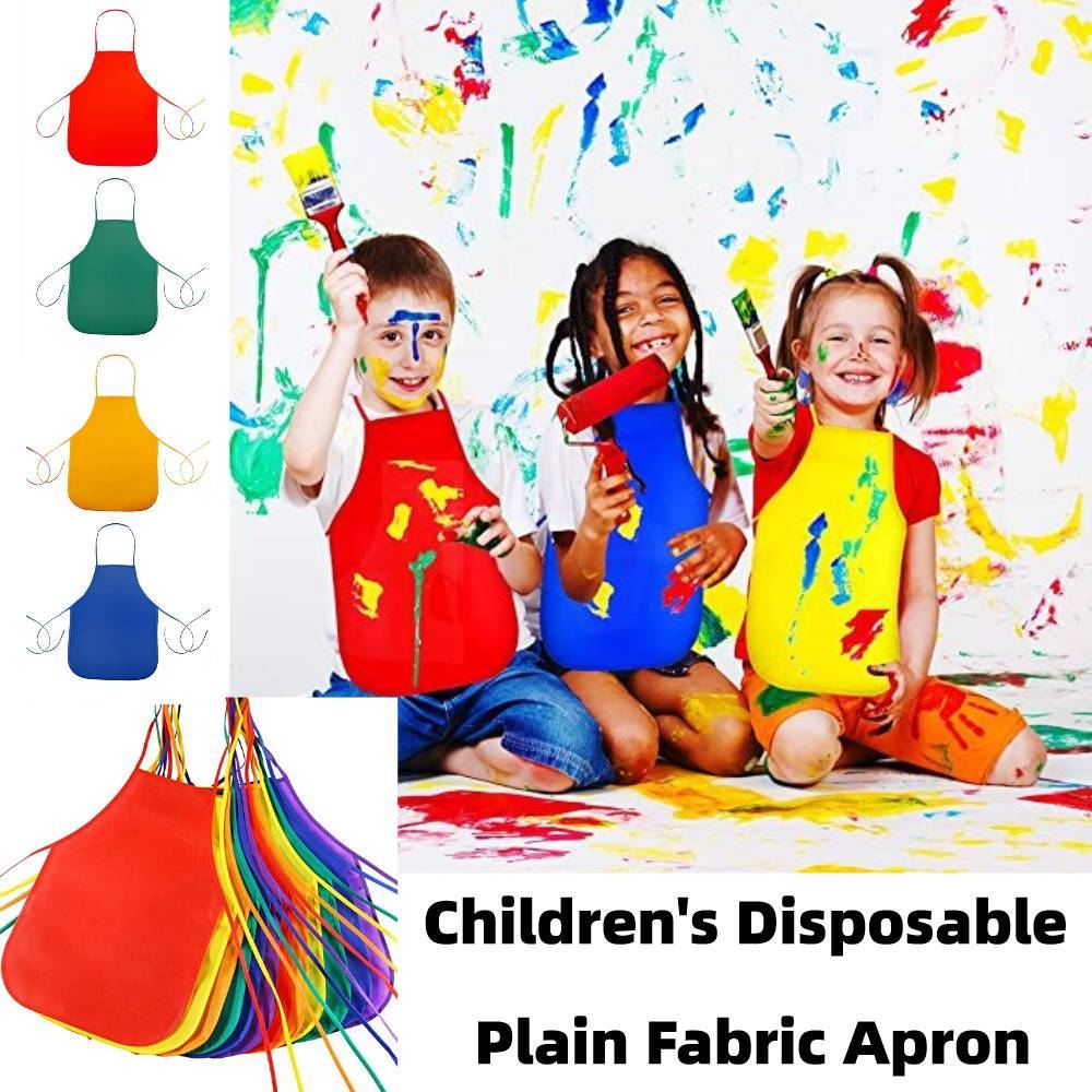 NOBELJIAOO Unisex Colorful Children Plain Apron Non-Woven Fabric Painting Baking Kids Apron A5W3