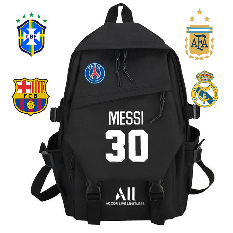 Free Shipping Men's Football Schoolbag 41 * 30 * 14cm Paris Saint-Germain Merchandise Backpack Messi No. 30 Nemal 10 Canvas Sports Fashion Student Printed Waterproof Bag