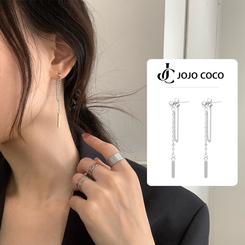 COCOJEWELRY Korean Fashion Jewelry Earrings Tassel Retro Long Drop Earrings Chain Metal Statement Studs