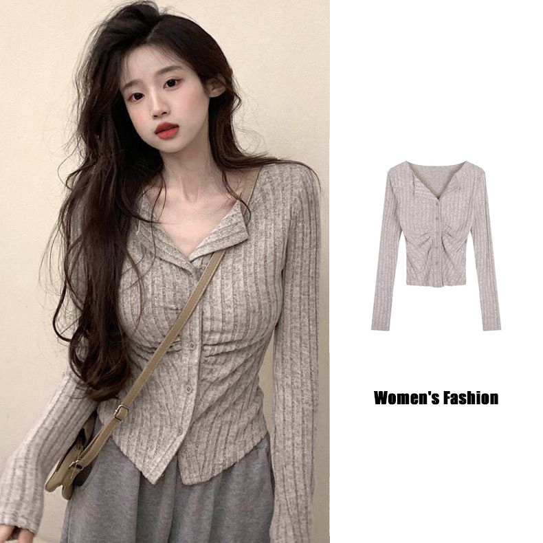 Korean Style Knitted Women's Collar Blouse