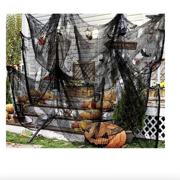 200 x 76cm Halloween Creepy Gauze Grid Yarn Cloth Door House Props Party Decor