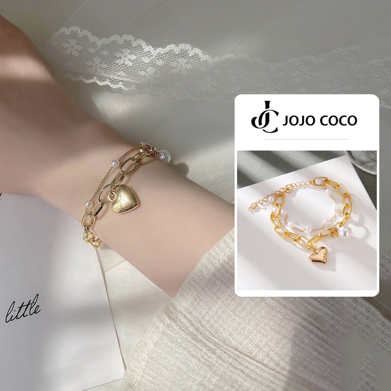 COCOJEWELRY Korean Fashion Pearl Love Charms Raya Bracelets for Women