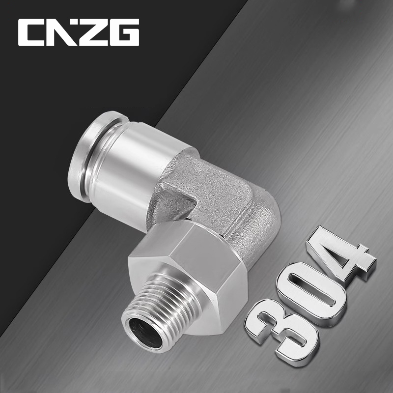 304 Stainless steel Coupler Hose Quick Connector Elbow Insertion 90° High Pressure Gas Pipe Fitting