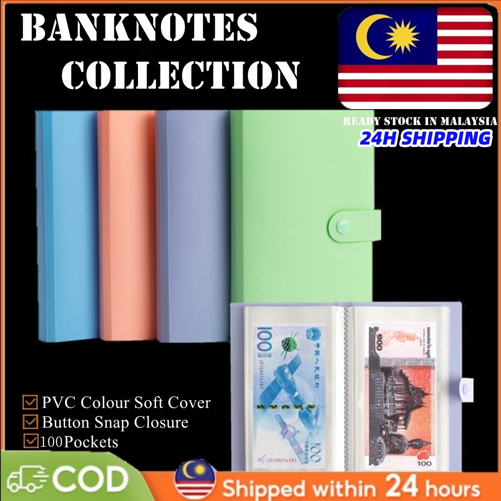 【READY STOCK】Portable 100 PCS Banknotes collection book Cover Holders 紙幣收藏册 Multipurpose Paper Money Currency Storage Book Album