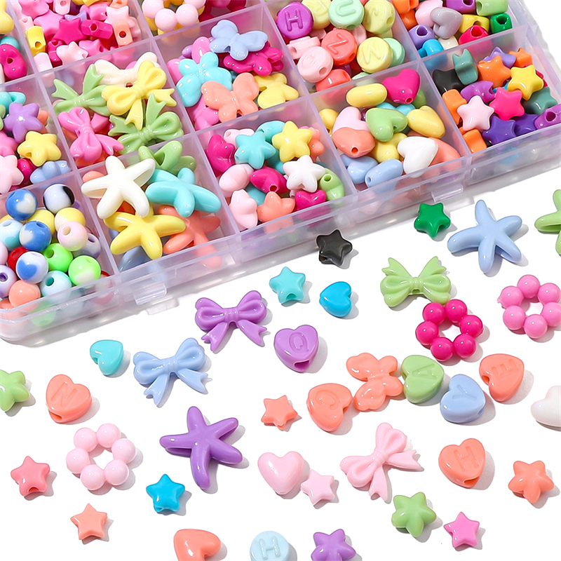 Mixed Candy Color Acrylic Heart Shaped Beads Star Beads Butterfly Cute Charm For Necklace Bracelet DIY Jewelry Craft Making Accessories