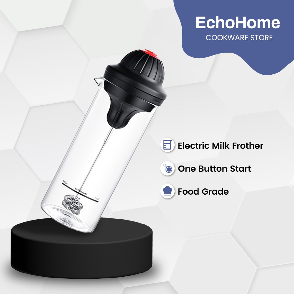 EchoHome Milk Frother Electric Foamer Coffee Foam Maker Automatic Frother Milk Mixer Hibrew Cappuccino Coffee Milks Beater 电动玻璃奶打泡器