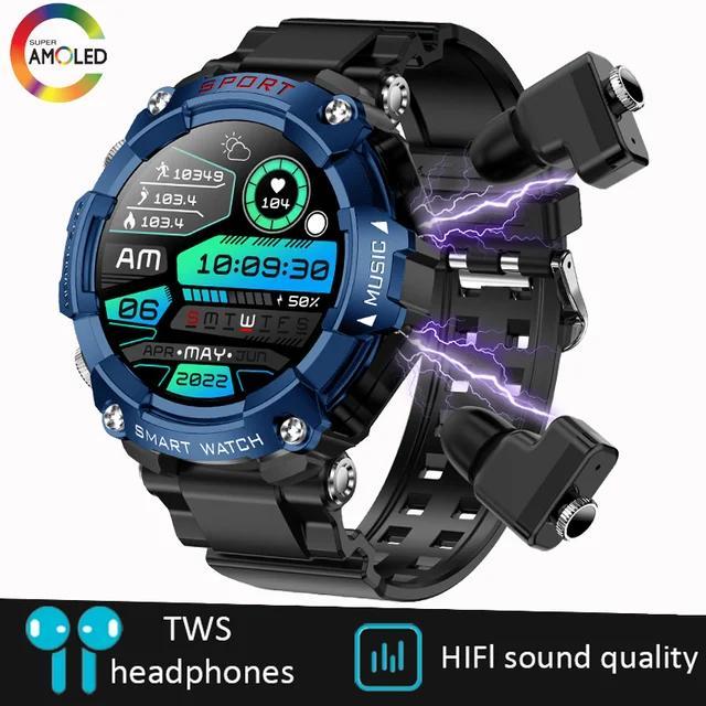 2023 New 2 in 1 Smart Watches With Earbuds BT Headset SmartWatch With Speaker Tracker Music Heart Rate Monitor Man Sports Watch