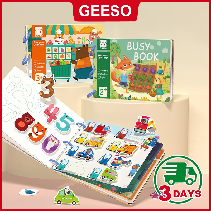 GEESO Preschool Learning Travel Toy Quiet Books For Toddlers Baby's First Enlightenment Book Busy Book For Kids Montessori Toys Early Learning Kids Book Activity Book For Kids 安静书 启蒙益智玩具