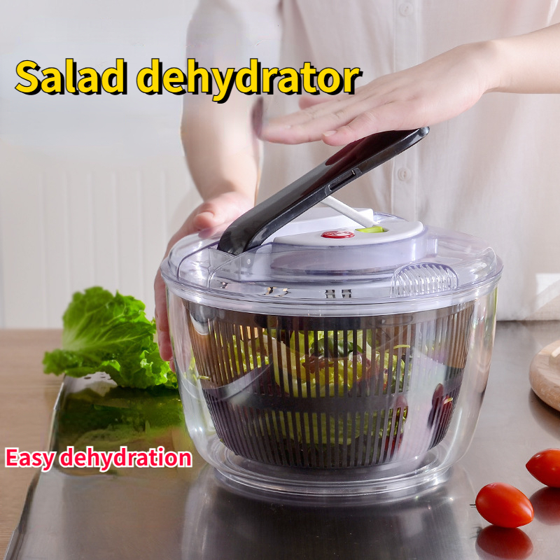 Manual Vegetable Dehydrator Household Salad Dehydrator Kitchen Vegetable Washing Drainer Basket Fruit Vegetable Dehydrator Fruit Salad Dehydration Basket Drainer Basket Push Salad Drainer Kitchen Push Type Vegetable Melon Fruit Vegetable Washer Drainer Ba