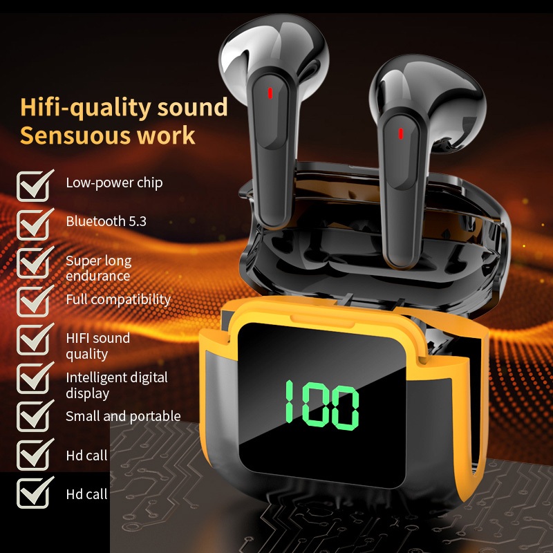 PRO90 TWS Wireless Bluetooth v5.3 Headphone Gaming Music Touch Control Earbuds with Mic for Smartphones