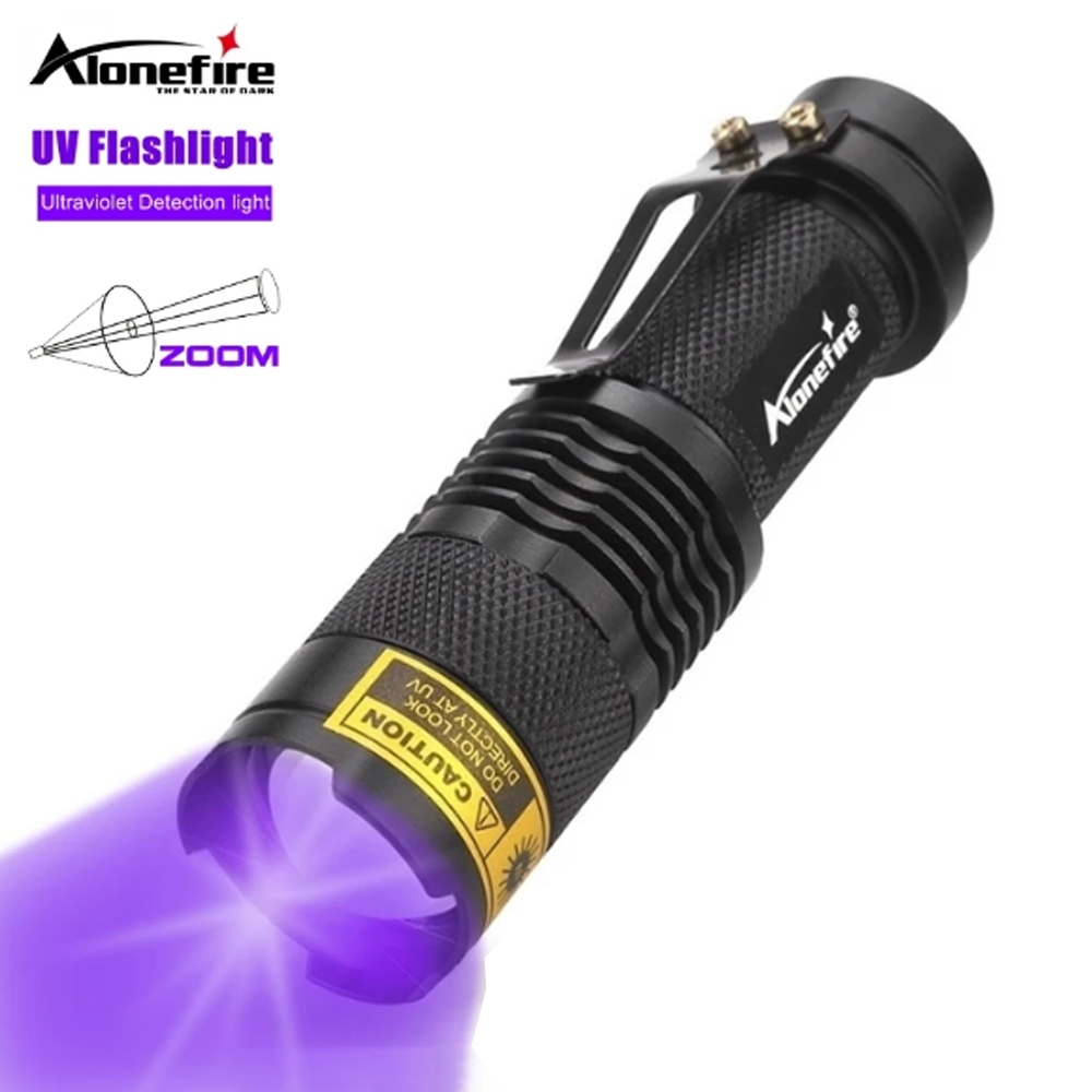 Alonefire SK68 Zoom 365nm UV Flashlight Blacklight Lamp For AA Battery