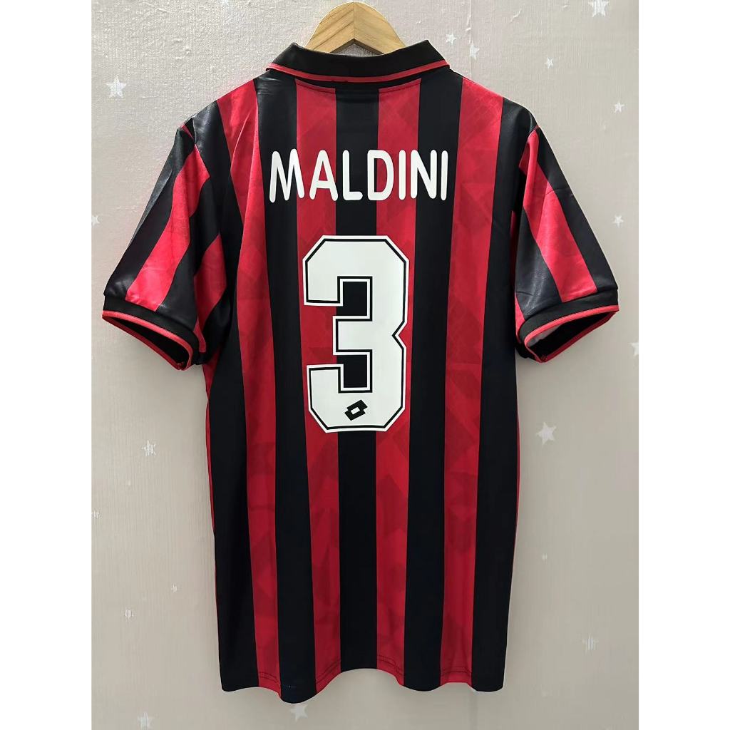 95-96 AC Milan Top Quality Home Retro Soccer Jersey custom T-shirt Football Jersey BARESI WEAH BAGGIO