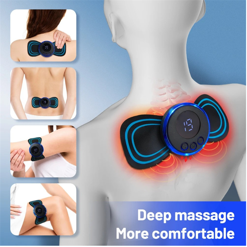 EMS Cervical Massage Stickers USB Rechargeable Stimulator Neck Hump Vertebra Physiotherapy Instrument Muscle Relief Pain Gel Pads Body Massager