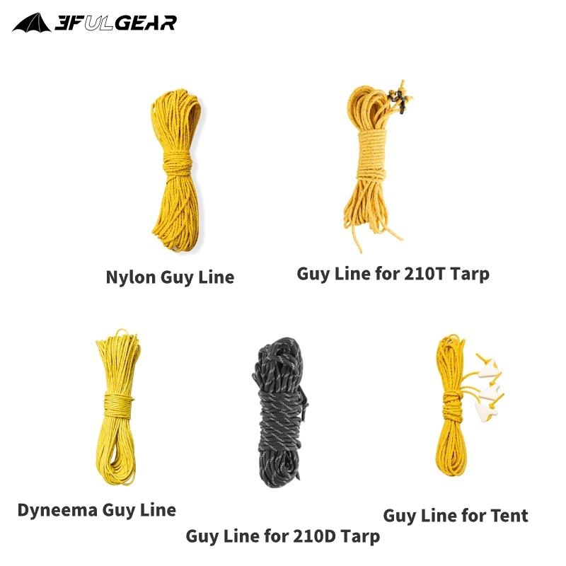 [HODR] 3F UL GEAR Guyline Tent Rope 2M/4M/20M Long Nylon Rope Paracord Tali Khemah Camping Tent Rope Flysheet Guyline Rantai Angin Canopy Ropes Tarp Ropes Wind Resistance Shelters Securing Canopy Awnings Camping Accesories Equipment Khemah Equipment