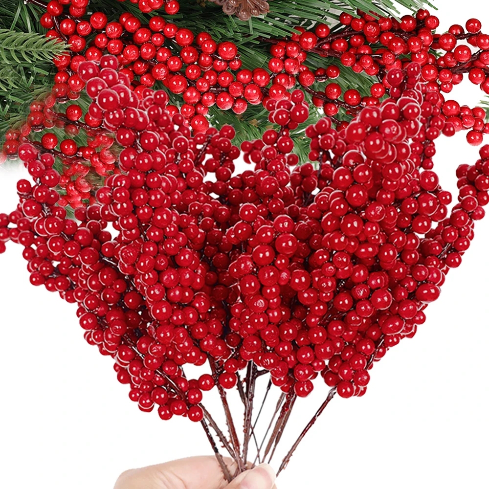 [Marvelous] Chinese New Year Fake Red Berry Bouquet Wedding Party Decor/ Christmas Red Fruit Branches DIY Wreath Garland Decoration